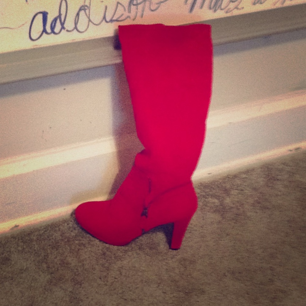 Red high heel boots